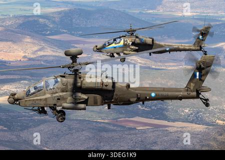 The image shows a Hellenic Army Boeing AH-64DHA Apache Longbow attack ...