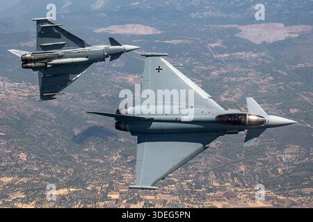 Banking air-to-air view of German Air Force Eurofighter EF-2000 Typhoon ...