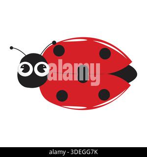 Cute ladybug with huge eyes cartoon; insect isolated on white background Stock Vector