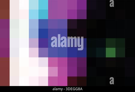 abstract background pixel art; abstract geometric background with magenta,  black, blue, white squares backdrop; can be used for posters, cards, greet Stock Vector
