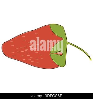 strawberry outlined isolated on white background; icon with fruit Stock Vector