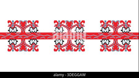 Flower embroidery line with ethnic motif; seamless pattern border that can decorate textile, bandana, kitchen ware Stock Vector