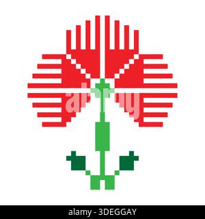 isolated flower embroidery motif; single romanian floral motif Stock Vector