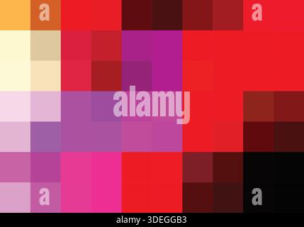 Abstract pixel art background; abstract geometric background with magenta, red, black, yellow squares backdrop; can be used for posters, cards, greeti Stock Vector
