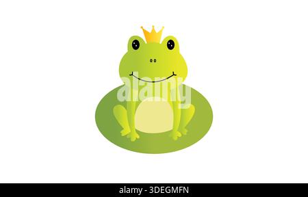 Cute Cartoon Frog vector illustration on white background. Stock Vector