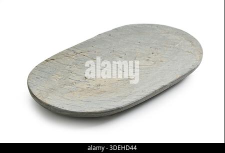 new empty natural stone try isolated on white background Stock Photo