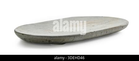 new empty natural stone try isolated on white background Stock Photo