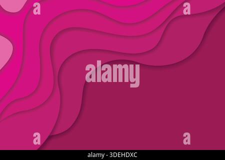 Abstract bright pink wavy paper cut background Stock Vector
