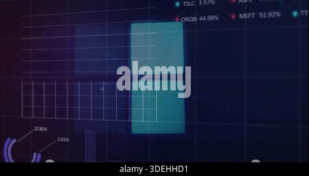 Displaying two stacked teal panels with white grid overlay on dashboard, showing percentage chart Stock Photo