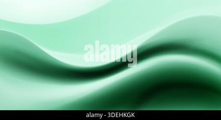 Smooth, flowing green waves with gradient shades, creating a soothing abstract background. Stock Vector