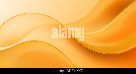 Smooth, flowing orange curves with gradient effect and soft, shiny texture, creating a dynamic abstract background. Stock Vector