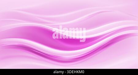 Smooth, flowing, pastel pink abstract background with wavy patterns and soft, shiny texture. Stock Vector
