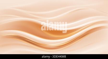 Smooth, flowing, peach-colored abstract background with wavy lines and subtle gradient effects. Stock Vector