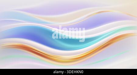 Pastel-colored abstract background featuring soft, wavy lines in shades of blue, orange, and white, creating a calming atmosphere. Stock Vector