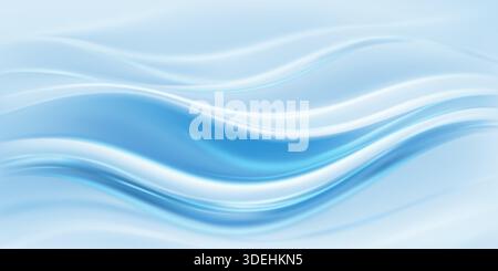 Smooth, flowing, abstract blue background with wavy lines and soft, calming colors, creating a serene atmosphere. Stock Vector