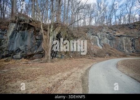 Gneiss Rocks in Wilmington Delaware along the Brandywine Creek Stock Photo