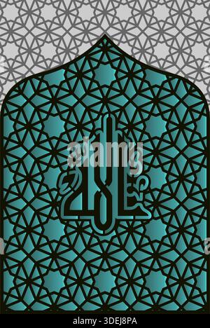 Luxury Islamic geometric pattern background. Gold and black ornamental design featuring star motifs and Kufic-style elements Stock Vector