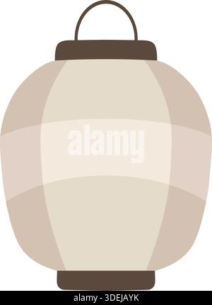 A soft beige round paper lantern with subtle panels and a small top handle drawn in flat vector. Stock Vector