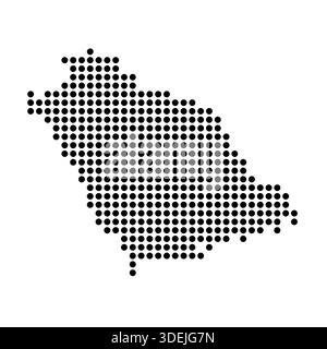Saudi Arabia country dotted map. Black spot pixel illustration isolated on white background. Vector circle mosaic. Stock Vector