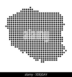 Poland country dotted map. Black spot pixel illustration isolated on white background. Vector circle mosaic. Stock Vector