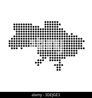 Ukraine country dotted map. Black spot pixel illustration isolated on white background. Vector circle mosaic. Stock Vector
