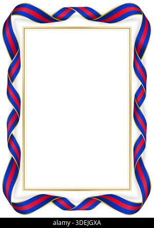 Frame with Cambodian flag colors ribbons and gold border. Decorative twisted ribbons surround blank center, perfect for certificates, invitations, or Stock Vector