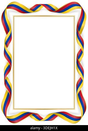 Vertical frame and border with Colombia flag, template elements for ...
