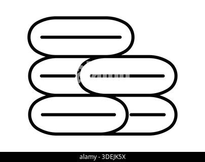 This image features a simple line art illustration of stacked rounded shapes, showcasing a minimal design perfect for various creative projects and ba Stock Vector