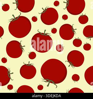Tomato background vector. Seamless pattern with fresh tomato on white background Stock Vector