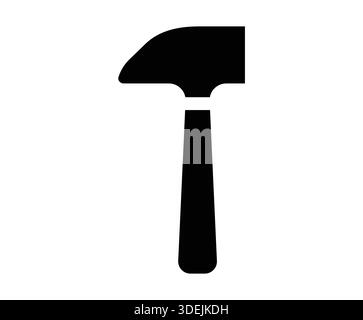 This image features a black silhouette of a hammer, symbolizing construction and carpentry. Ideal for use in illustrations related to DIY projects, cr Stock Vector