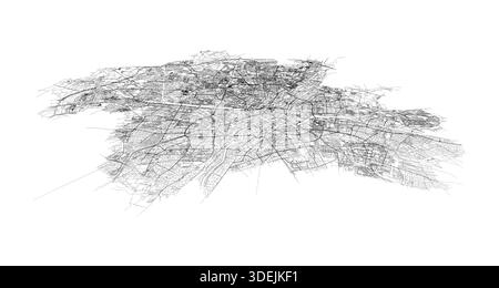 Munich city in Germany street road map,vector outline illustration image Stock Vector