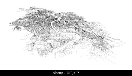 Cologne city in Germany street road map,vector outline illustration image Stock Vector
