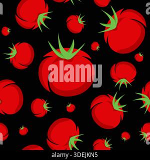 Colorful Red Tomatoes Seamless Pattern for Creative Design Stock Vector