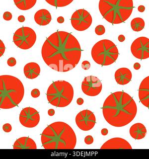 Cute tomato fruit pattern on white background seamless repeat pattern Stock Vector