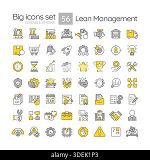 Lean management line color icons set Stock Vector