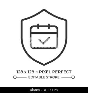 Secure scheduling pixel perfect line icon Stock Vector