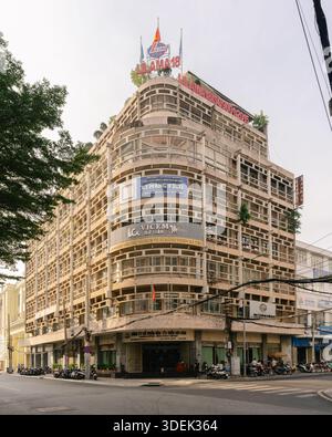 Modernist apartment block with brutalist design in Ho Chi Minh city Saigon Vietnam Stock Photo