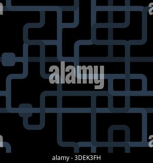 Seamless utility infrastructure pattern - connecting pipes geometric maze design. Water pipes texture. Stock Vector