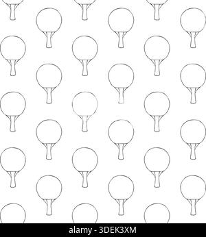 Vector seamless pattern of hand drawn sketch doodle outline ping pong racket isolated on white background Stock Vector