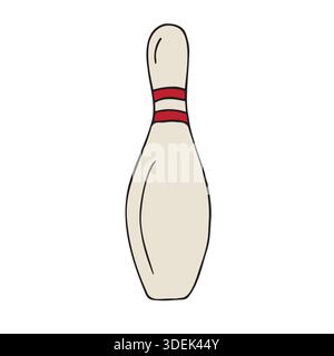 Vector hand drawn sketch doodle colored bowling skittle isolated on white background Stock Vector