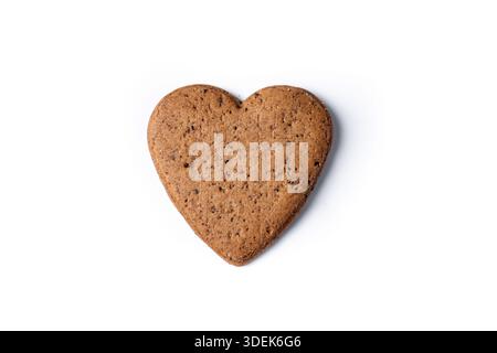 Heart-shaped gingerbread cookies isolated on white background Stock Photo