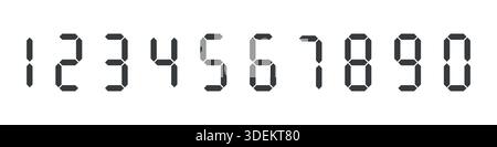 Digital clock numbers set for calculators or electric digits from 0 to 9 for clocks or electronic meters Vector stock illustration Stock Vector