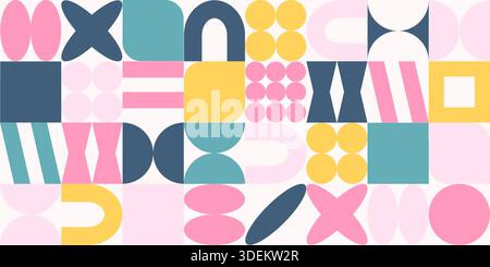 Brutalism abstract background. Simple geometric shapes, vector illustration Stock Vector
