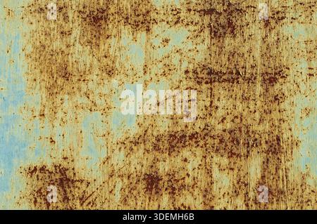 Closeup of old green painted rusty metal sheet Stock Photo