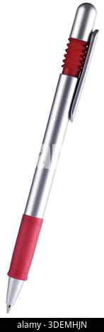 Decorative gray with red ball-point pen isolated on white Stock Photo