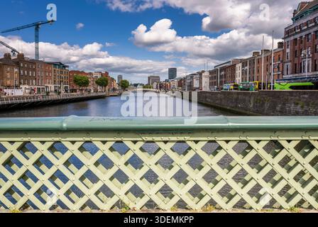 Looking east along the River Liffey from Grattan Bridge, Dublin, Ireland, Stock Photo