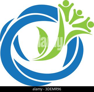 Eco Leaf Circle Logo Template Nature Growth Design Vector Icon Stock Vector
