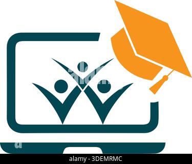 Laptop Education Logo Design Learning Online Template Vector Stock Vector