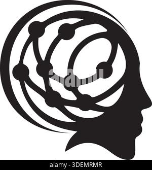 Head Mind Network Logo Design Intelligence Template Vector Icon Stock Vector