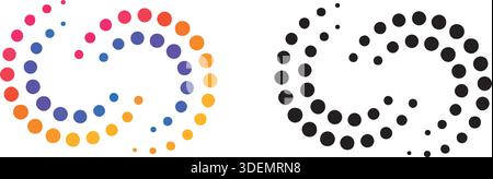 otted gradient round spiral icon Halftone effect vortex circle shape Stock Vector